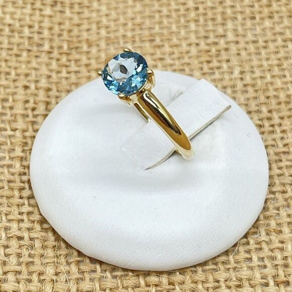 Technibond 1 ct Solitaire Ring Light Blue Topaz Gold Clad Sterling Silver Sz 7.5 - Picture 6 of 10